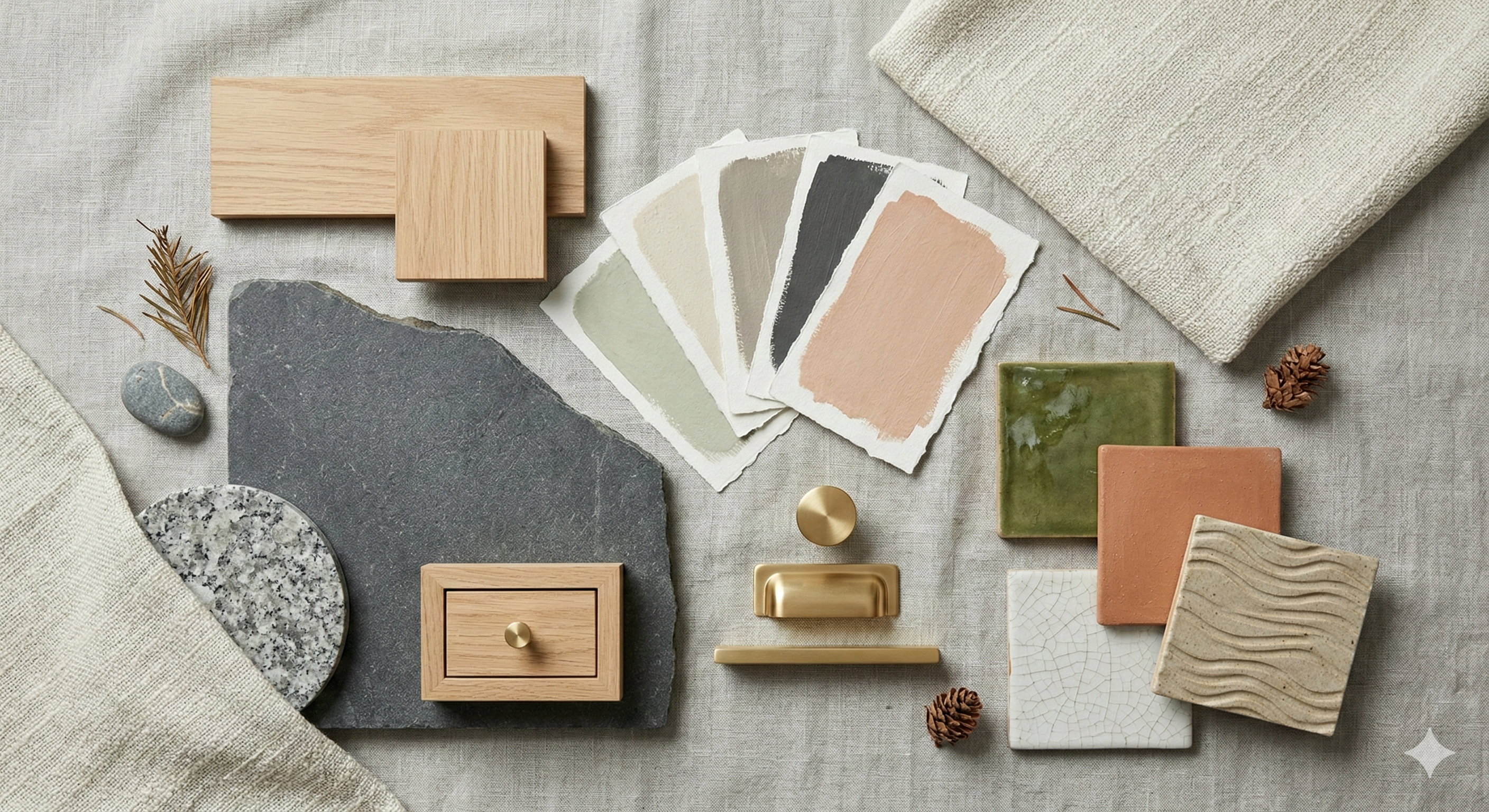 Curated material palette for a high-end remodel